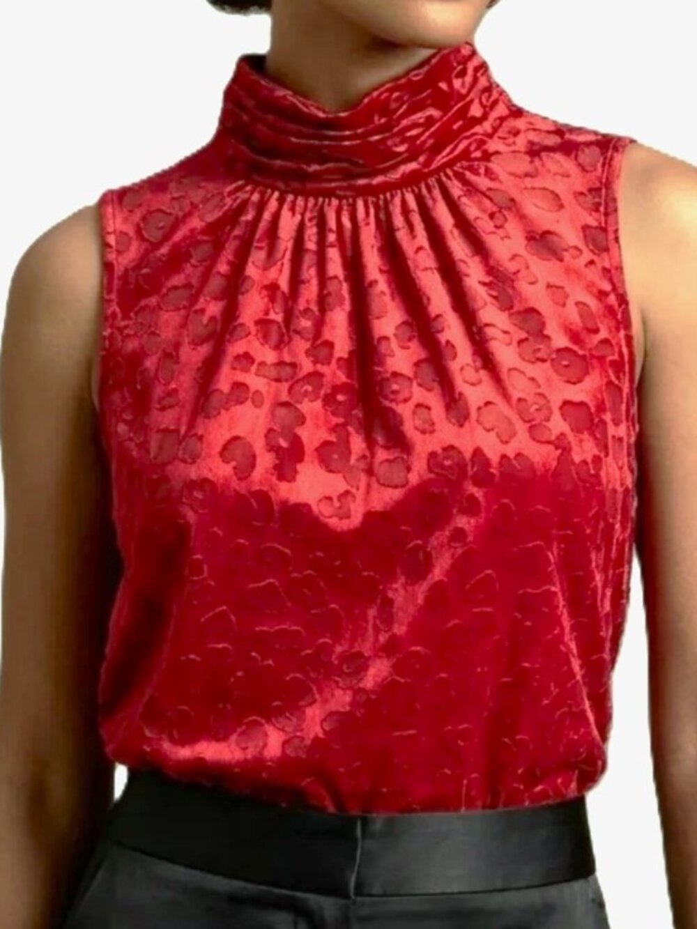 WHBM Mock Neck Sleeveless Rayon/Silk Top Blouse Size M
